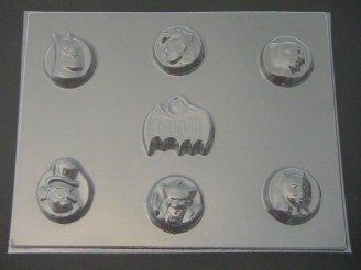 408sp Capeman and Friends Bite Size Pieces Chocolate Candy Mold